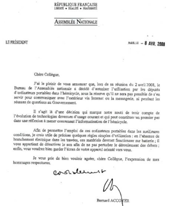 Lettre de Bernard Accoyer Lettre de Bernard Accoyer